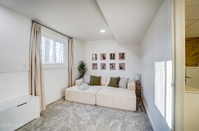 carpeted bedroom featuring recessed lighting