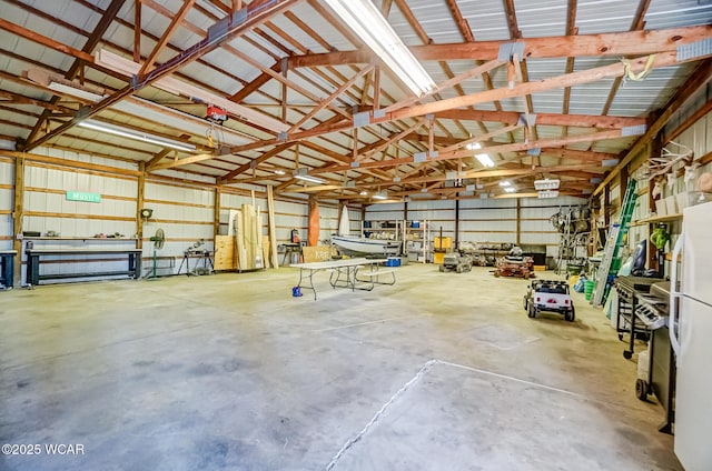 garage featuring metal wall