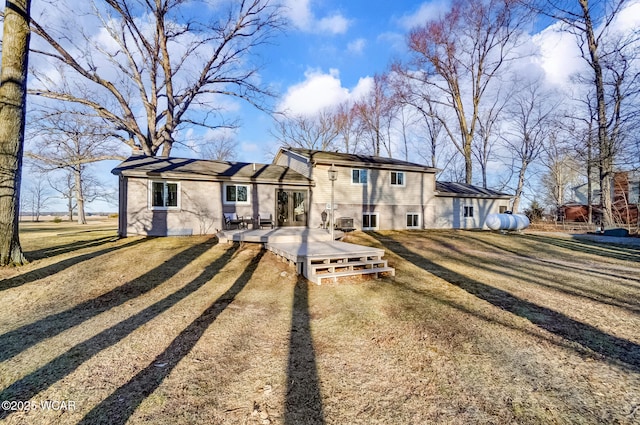 view of front of property with a deck