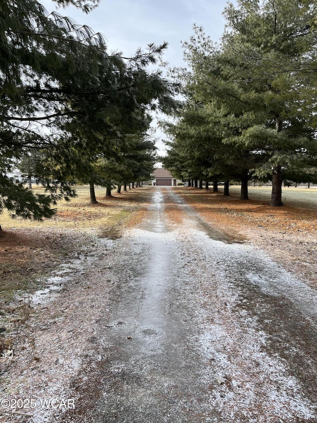 view of road with a rural view