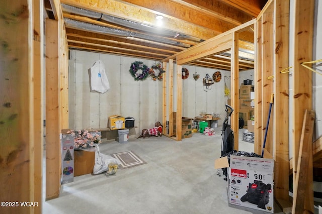 view of unfinished basement