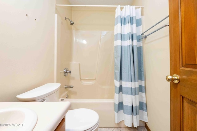81 Riley Creek Ct, Bluffton, OH 45817 - bathroom featuring shower / bathtub combination with curtain, vanity, and tile patterned flooring