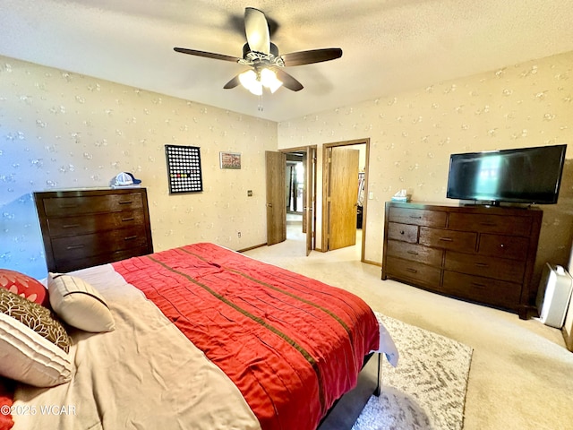 2969 Sands Rd, Lima, OH 45805 - bedroom with carpet, a ceiling fan, and wallpapered walls