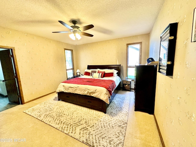 2969 Sands Rd, Lima, OH 45805 - bedroom with multiple windows, a textured ceiling, carpet flooring, and baseboards