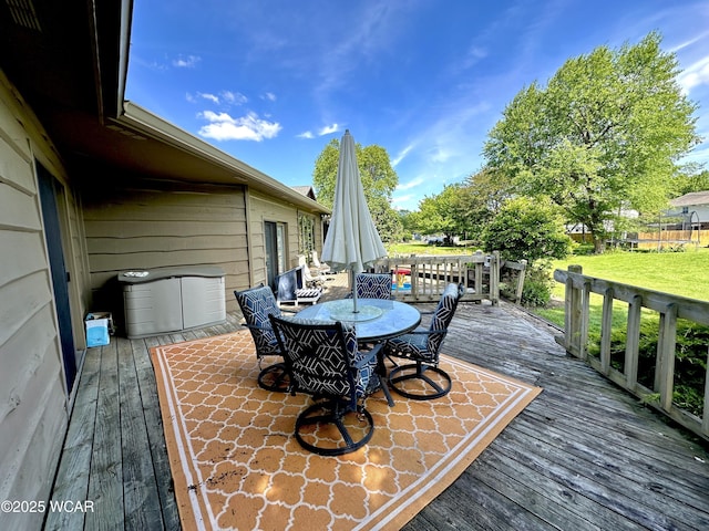 2969 Sands Rd, Lima, OH 45805 - deck featuring outdoor dining area and a lawn