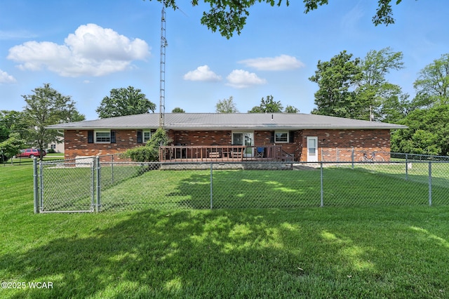 10815 Holdgreve Rd, Delphos, OH 45833 - single story home with brick siding, a fenced backyard, and a metal roof