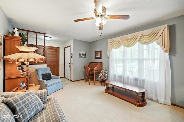 10815 Holdgreve Rd, Delphos, OH 45833 - living room with carpet floors and ceiling fan