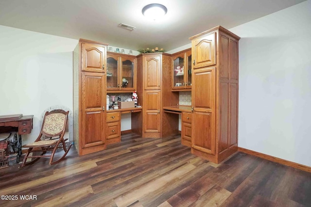 14351 Rd 19, Fort Jennings, OH 45844 - office featuring built in study area, dark wood-style flooring, and baseboards