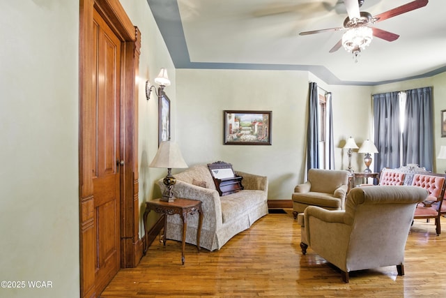 302 N Market St, Van Wert, OH 45891 - living area featuring wood finished floors and ceiling fan