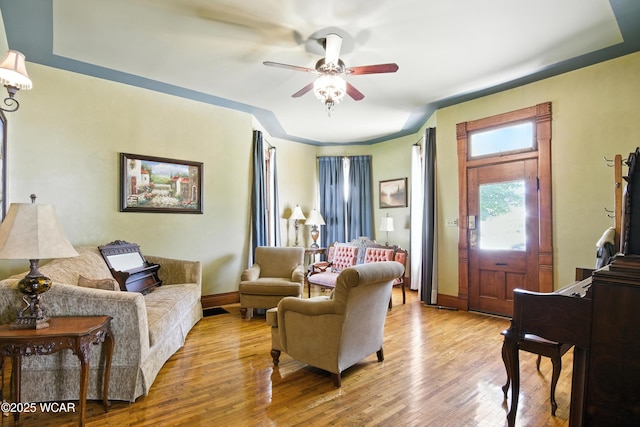 302 N Market St, Van Wert, OH 45891 - living room featuring ceiling fan and light wood finished floors