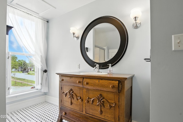 302 N Market St, Van Wert, OH 45891 - bathroom with vanity and tile patterned floors