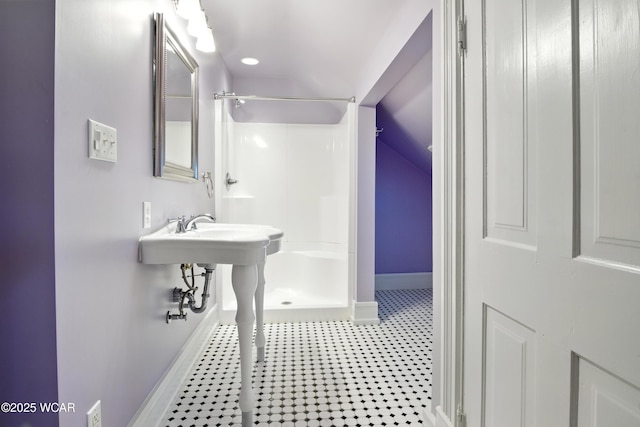 302 N Market St, Van Wert, OH 45891 - full bath featuring a shower stall and vaulted ceiling
