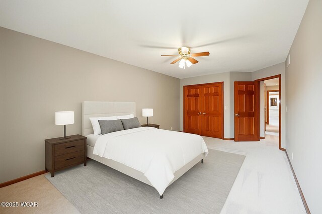 4860 Wenatchi Trl, Lima, OH 45805 - bedroom featuring light carpet, a closet, and ceiling fan