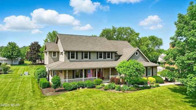 4860 Wenatchi Trl, Lima, OH 45805 - view of front of home featuring covered porch, a front lawn, and roof with shingles