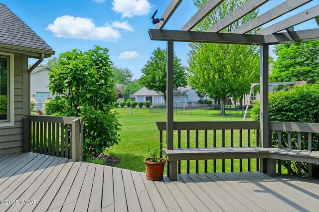 4860 Wenatchi Trl, Lima, OH 45805 - wooden deck with a pergola and a lawn