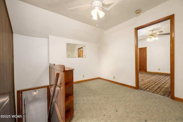 247 W State St, West Mansfield, OH 43358 - spare room with a ceiling fan, carpet floors, a smoke detector, lofted ceiling, and baseboards