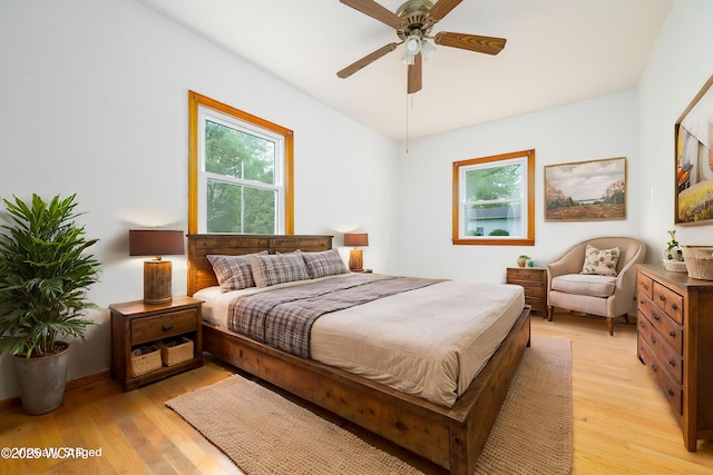 247 W State St, West Mansfield, OH 43358 - bedroom featuring light wood finished floors and ceiling fan