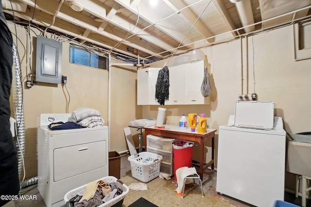 2432 Kunneke Ave, Lima, OH 45805 - unfinished basement featuring washing machine and dryer and electric panel