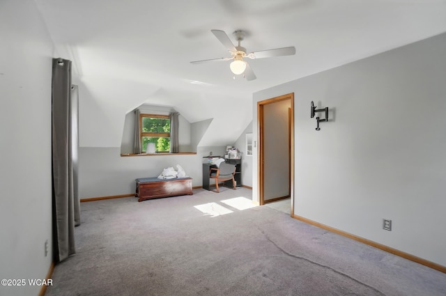 2432 Kunneke Ave, Lima, OH 45805 - bonus room featuring ceiling fan, baseboards, carpet, and vaulted ceiling
