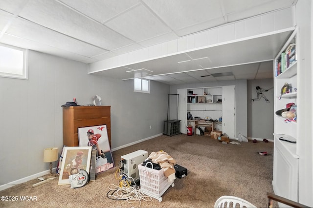 2432 Kunneke Ave, Lima, OH 45805 - basement featuring carpet, baseboards, and a paneled ceiling
