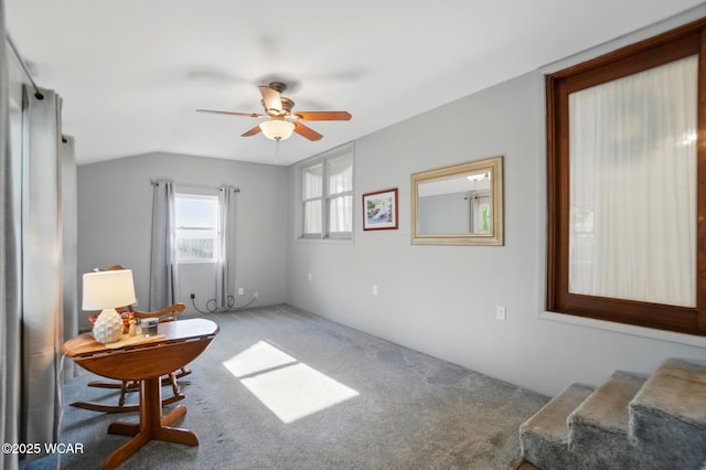 2432 Kunneke Ave, Lima, OH 45805 - sitting room with carpet floors, ceiling fan, and vaulted ceiling