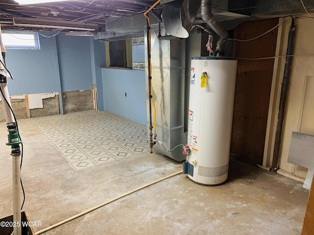 basement with water heater