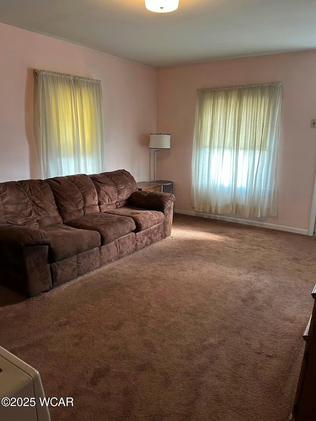 living room with carpet floors