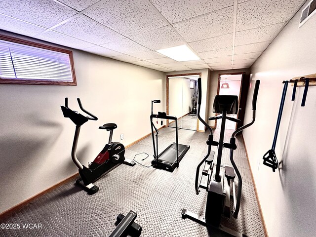 4095 N Cole St, Lima, OH 45807 - exercise area featuring a paneled ceiling and baseboards