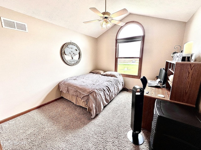 4095 N Cole St, Lima, OH 45807 - bedroom with vaulted ceiling, light carpet, baseboards, and a ceiling fan