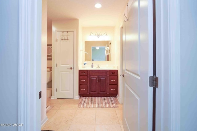 17210 State Route 694, Ottawa, OH 45875 - bathroom featuring tile patterned flooring, vanity, toilet, and recessed lighting
