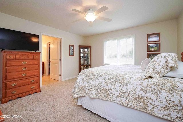 17210 State Route 694, Ottawa, OH 45875 - bedroom with light carpet, baseboards, and ceiling fan