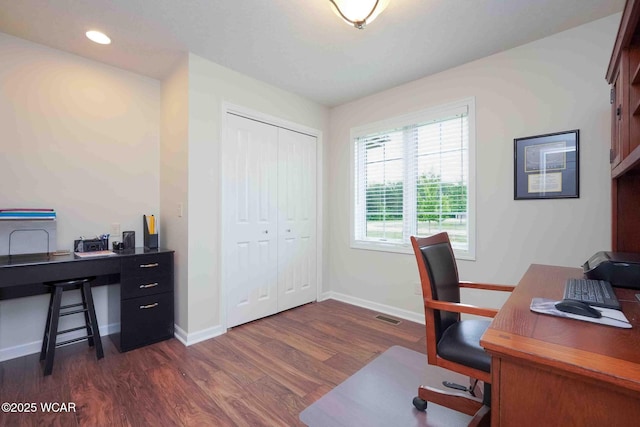 17210 State Route 694, Ottawa, OH 45875 - office area featuring dark wood-type flooring, baseboards, and recessed lighting