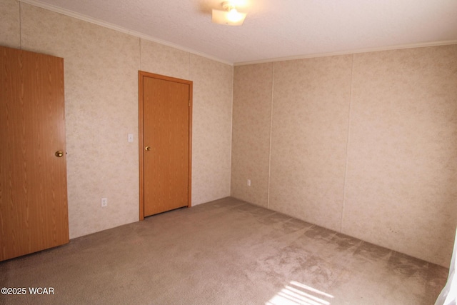 spare room with carpet flooring and ornamental molding