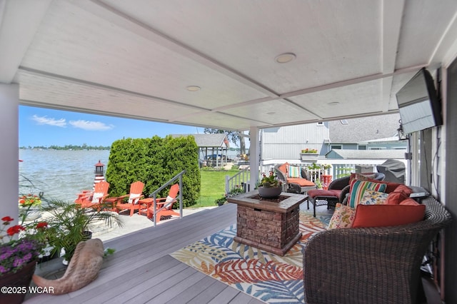 7407 Mingo Way, Russells Point, OH 43348 - wooden deck with a water view