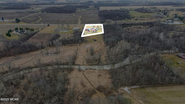 drone / aerial view with a rural view