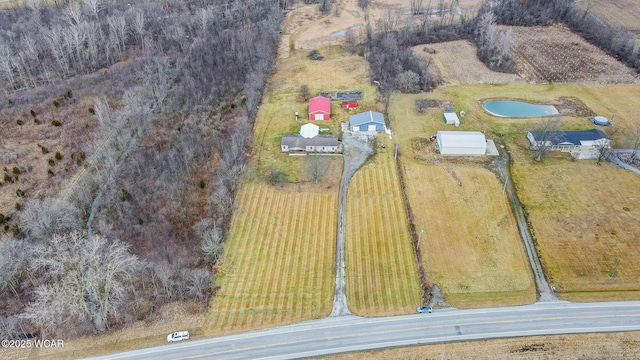 drone / aerial view with a rural view