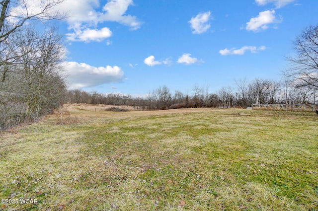 view of yard with a rural view