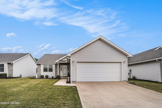 354 Stone Hedge Ln, Kenton, OH 43326 - single story home with driveway, an attached garage, and a front yard