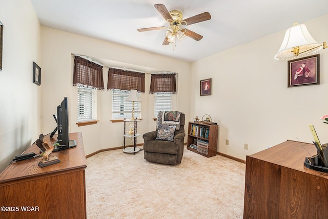 354 Stone Hedge Ln, Kenton, OH 43326 - sitting room featuring carpet and ceiling fan