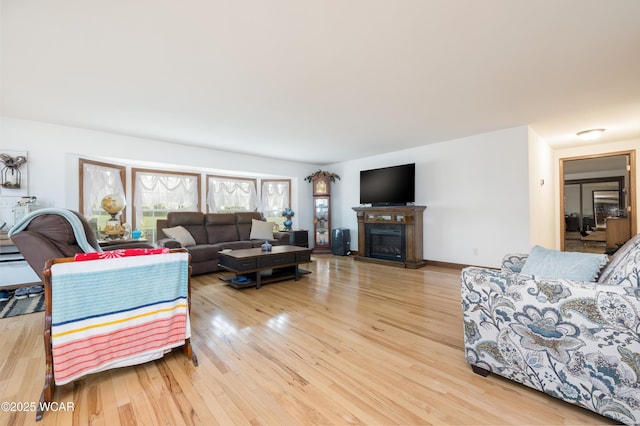 16949 Township Road 39, Belle Center, OH 43310 - living room featuring light wood-style flooring and a fireplace
