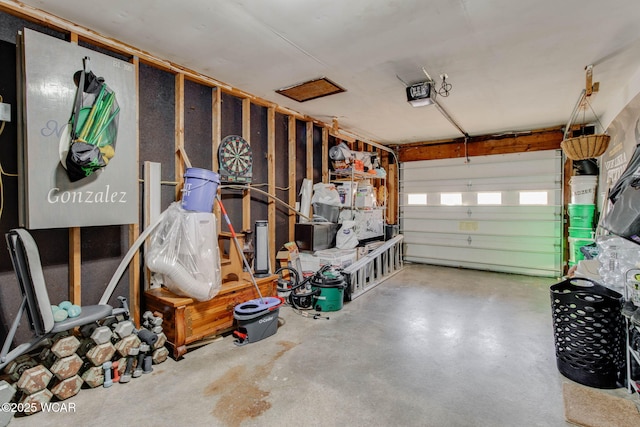 garage with a garage door opener