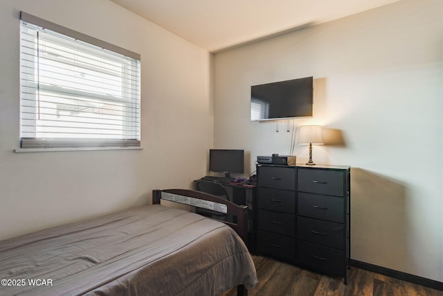 bedroom featuring dark wood-type flooring