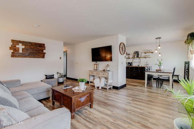 living room featuring light hardwood / wood-style floors