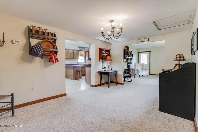 350 W Highland Ave, Ada, OH 45810 - living area with plenty of natural light, light colored carpet, and a chandelier