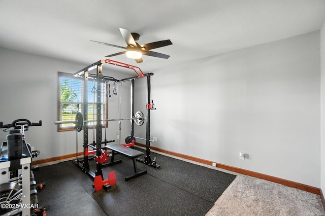 13286 Arrowhead Dr, Findlay, OH 45840 - exercise area with ceiling fan and baseboards