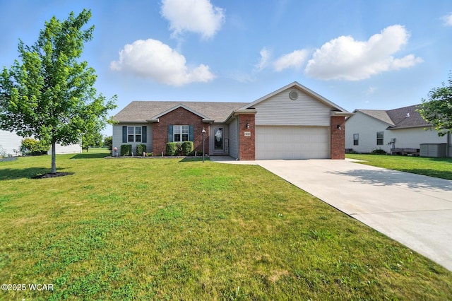 13286 Arrowhead Dr, Findlay, OH 45840 - ranch-style house featuring brick siding, an attached garage, concrete driveway, and a front yard