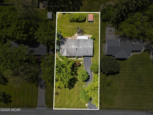 3540 Yoakam Rd, Lima, OH 45806 - aerial view of property and surrounding area featuring property parcel outlined