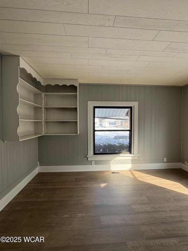 empty room with dark wood-type flooring