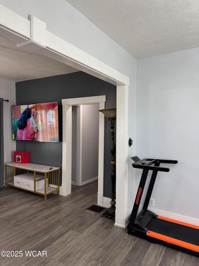 110 Heisel St, Kenton, OH 43326 - exercise room with wood finished floors and a textured ceiling