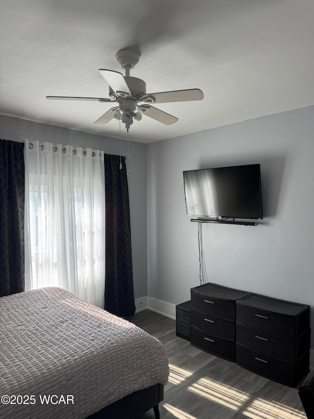 110 Heisel St, Kenton, OH 43326 - bedroom with wood finished floors and a ceiling fan